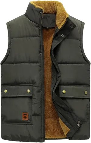 Jackets for Men Casual Winter Warm Zipper Vest Jacket Coat Outwear Tops Jackets