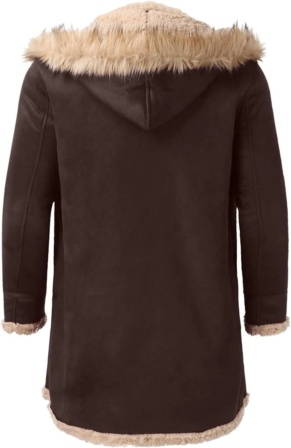 Jackets for Men Men's Lined Hooded Jacket Retro Long Suede Jacket Coat Jackets