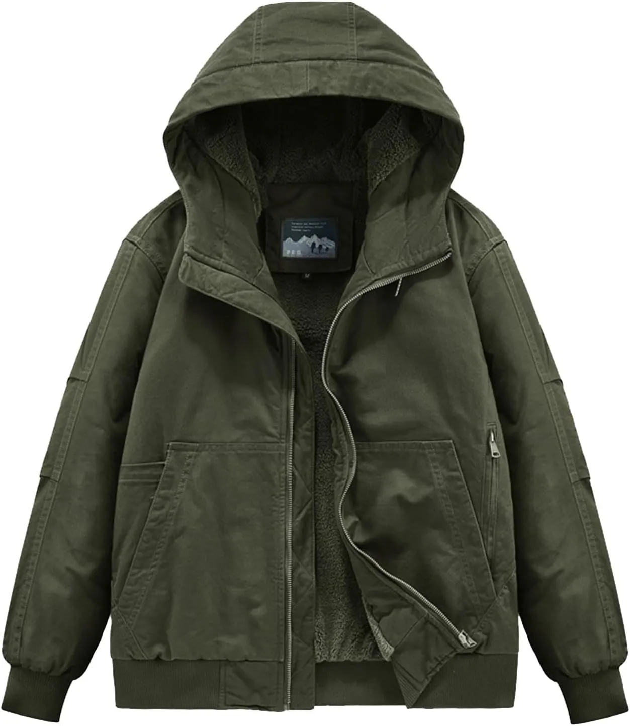 Jackets for Men Sherpa Lined Outdoor Work Jackets Coats Plus Size Full Zip Casual Bomber Jackets Winter Outerwear Coat