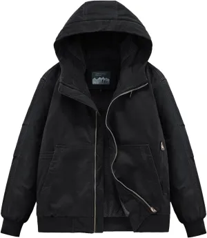 Jackets for Men Sherpa Lined Outdoor Work Jackets Coats Plus Size Full Zip Casual Bomber Jackets Winter Outerwear Coat