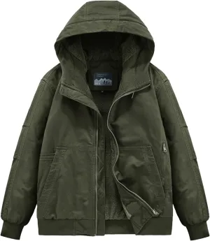 Jackets for Men Sherpa Lined Outdoor Work Jackets Coats Plus Size Full Zip Casual Bomber Jackets Winter Outerwear Coat