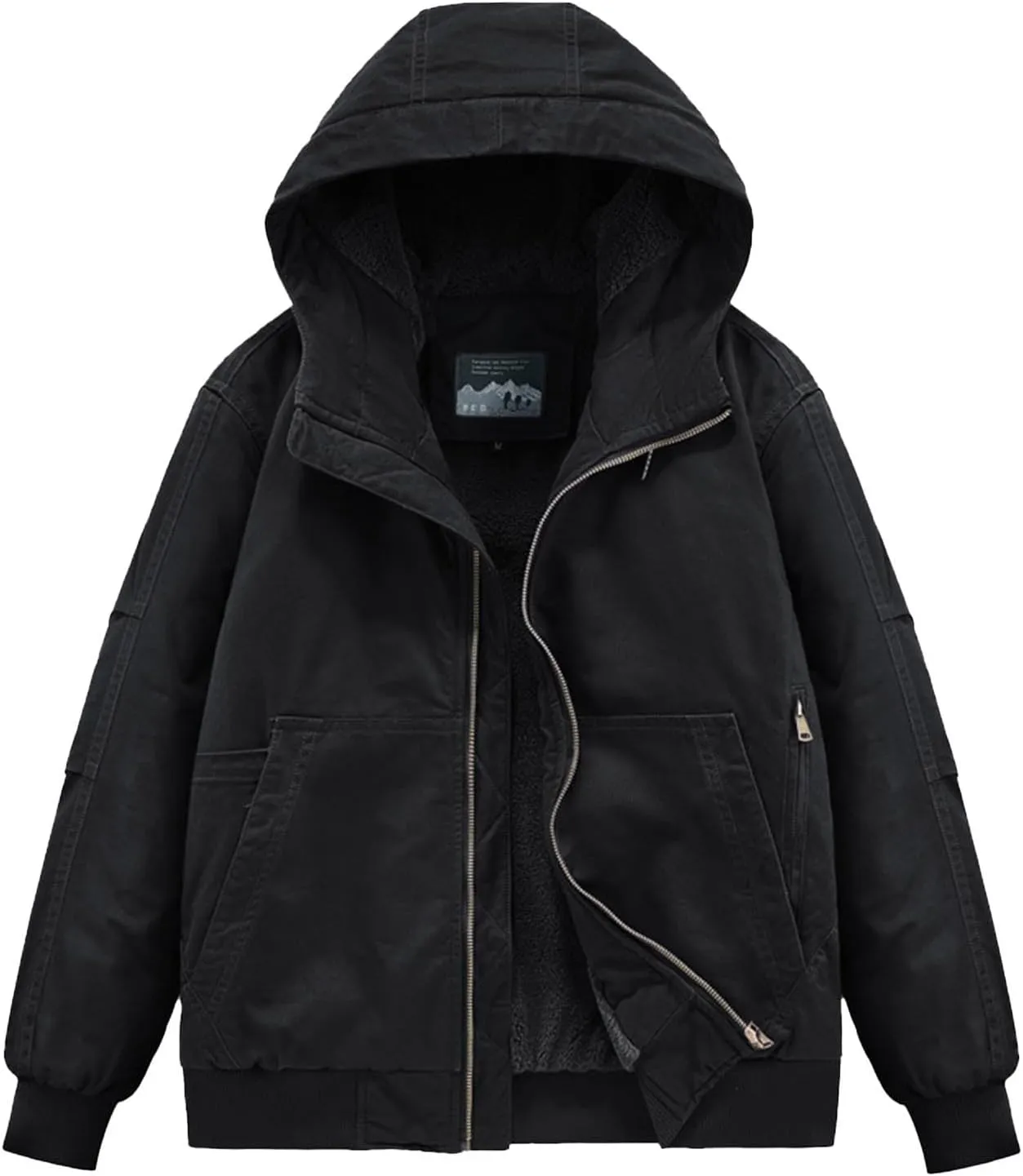Jackets for Men Sherpa Lined Outdoor Work Jackets Coats Plus Size Full Zip Casual Bomber Jackets Winter Outerwear Coat