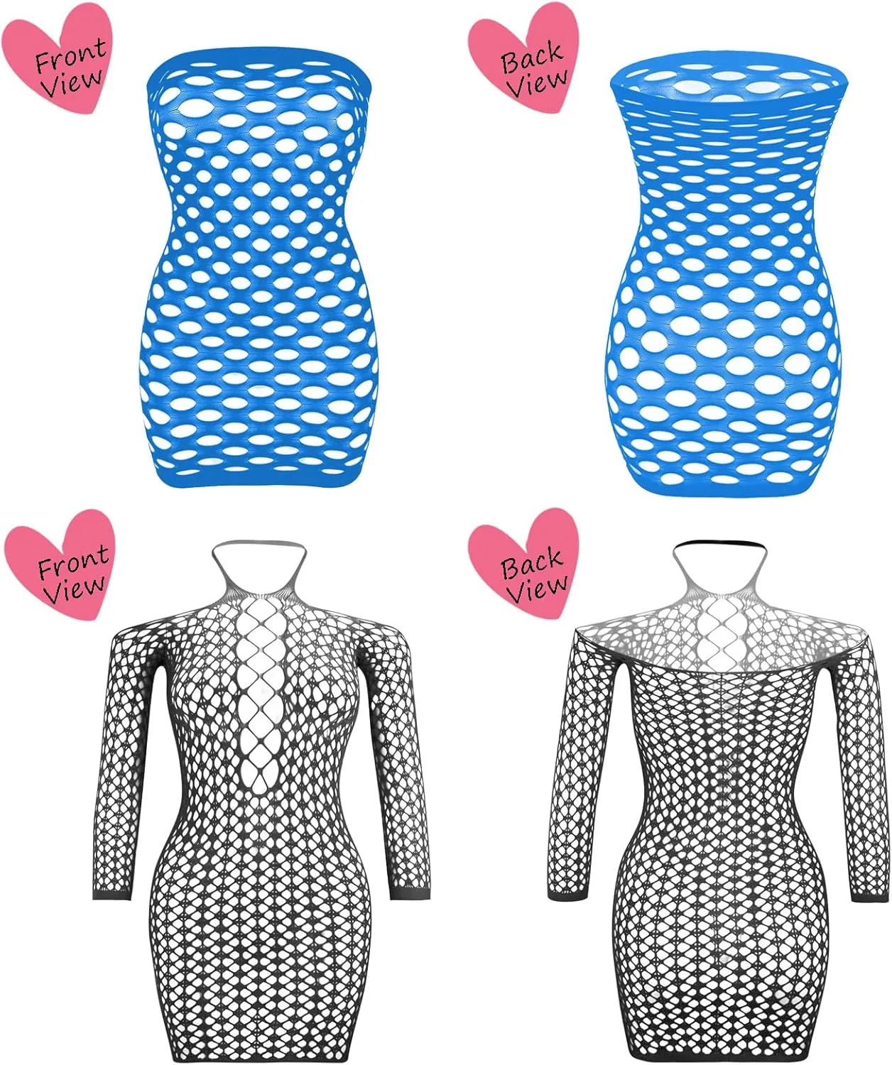 JDiction Women’s Lingerie BabyDoll Fishnet Bodysuit Sexy Nightwear(12 Pack)