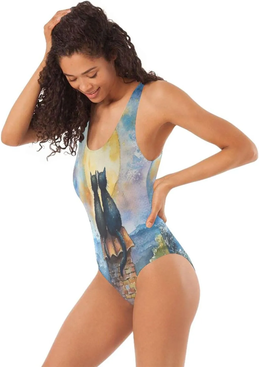 Joisal Wolf Dragon White One Piece Bathing Suits Low Back Bathing Suits Women One Piece