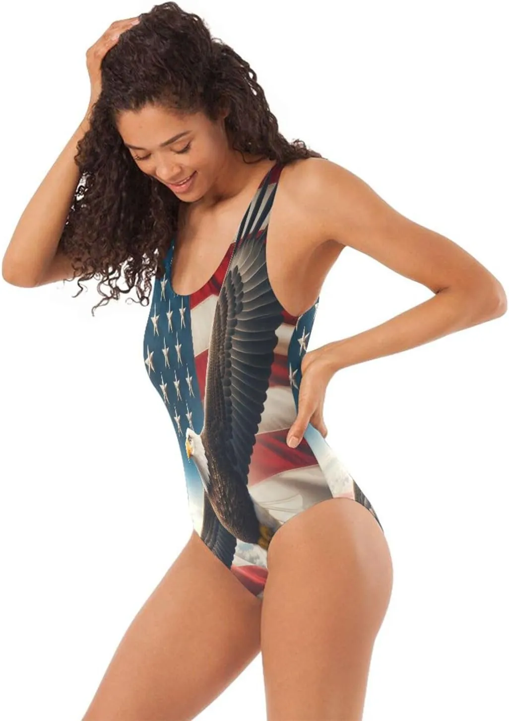 Joisal Wolf Dragon White One Piece Bathing Suits Low Back Bathing Suits Women One Piece