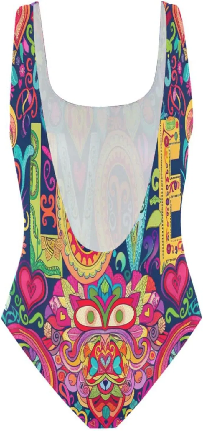 Joisal Wolf Dragon White One Piece Bathing Suits Low Back Bathing Suits Women One Piece