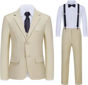Kids Suits for Boys 7 Pieces Formal Suit Boys Dress Shirts Ring Bearer Outfit Slim Fit Dresswear Suit