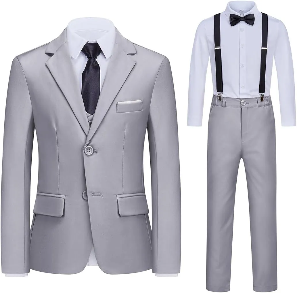 Kids Suits for Boys 7 Pieces Formal Suit Boys Dress Shirts Ring Bearer Outfit Slim Fit Dresswear Suit