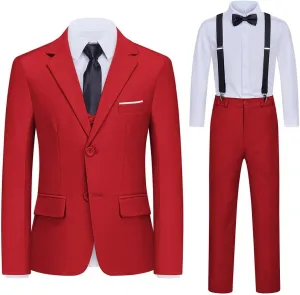 Kids Suits for Boys 7 Pieces Formal Suit Boys Dress Shirts Ring Bearer Outfit Slim Fit Dresswear Suit