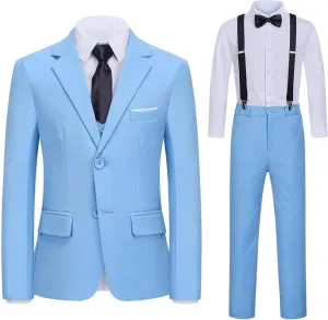 Kids Suits for Boys 7 Pieces Formal Suit Boys Dress Shirts Ring Bearer Outfit Slim Fit Dresswear Suit