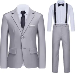 Kids Suits for Boys 7 Pieces Formal Suit Boys Dress Shirts Ring Bearer Outfit Slim Fit Dresswear Suit