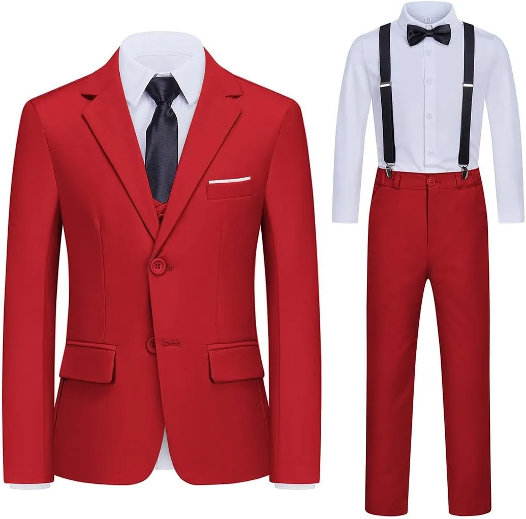 Kids Suits for Boys 7 Pieces Formal Suit Boys Dress Shirts Ring Bearer Outfit Slim Fit Dresswear Suit