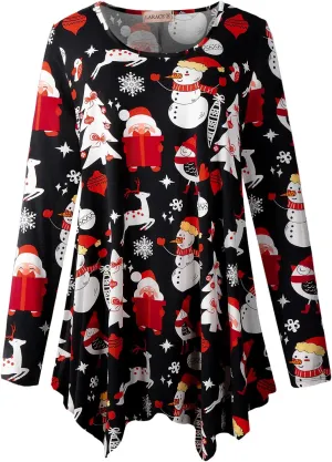 LARACE Womens Long Sleeve Flattering Comfy Tunic Loose Fit Flowy Top