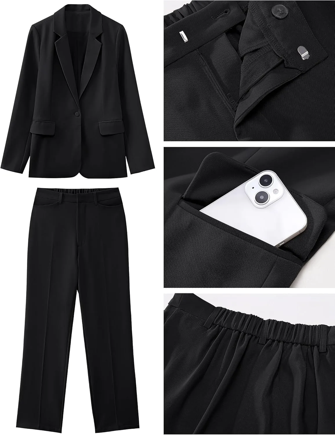 luvamia Women's Two Piece Sets Pants Suits Dressy Business Casual Outfits Professional Blazer Pantsuits Set Work Office