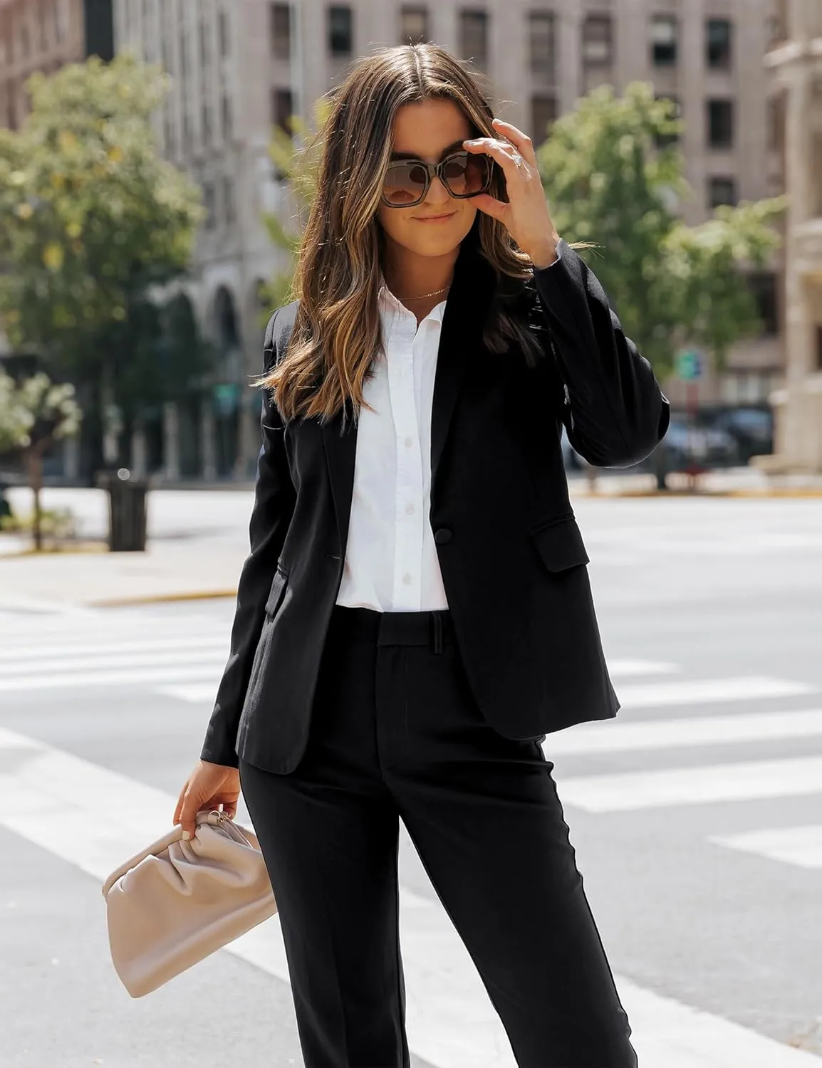 luvamia Women's Two Piece Sets Pants Suits Dressy Business Casual Outfits Professional Blazer Pantsuits Set Work Office