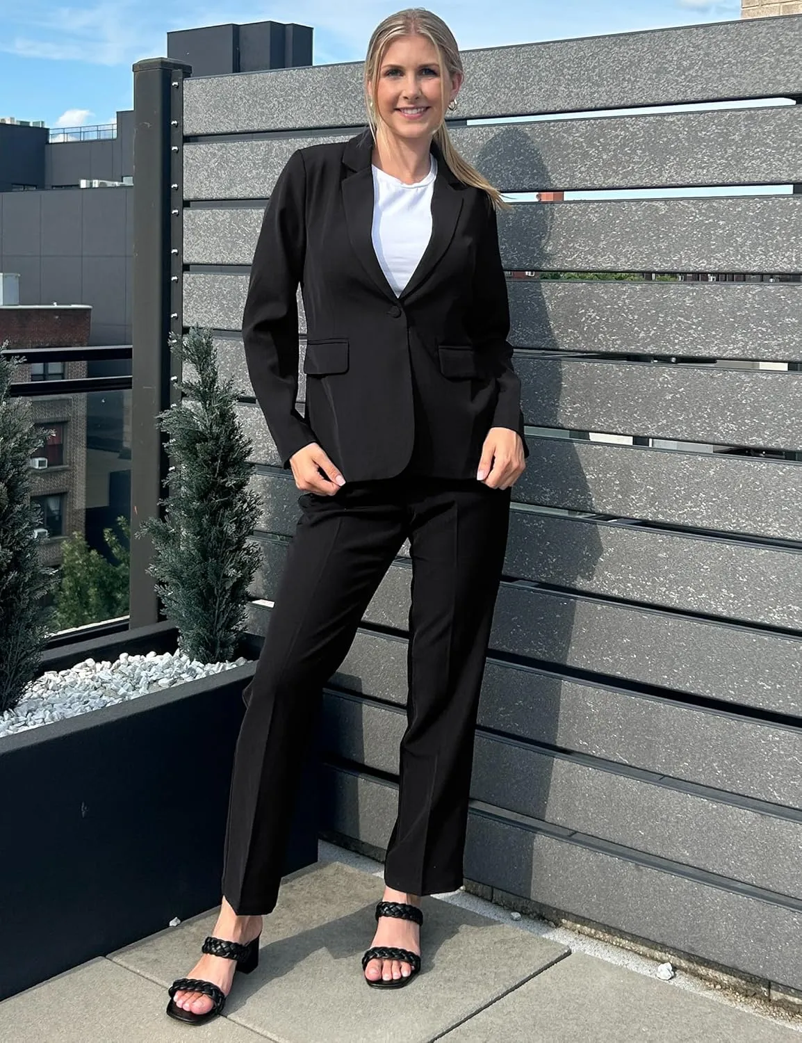 luvamia Women's Two Piece Sets Pants Suits Dressy Business Casual Outfits Professional Blazer Pantsuits Set Work Office