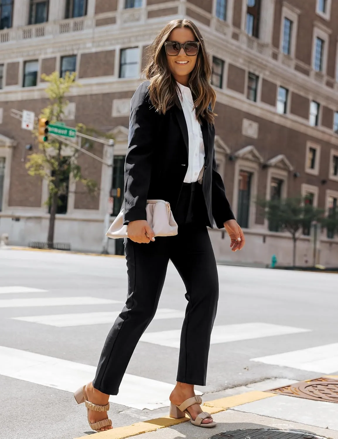 luvamia Women's Two Piece Sets Pants Suits Dressy Business Casual Outfits Professional Blazer Pantsuits Set Work Office