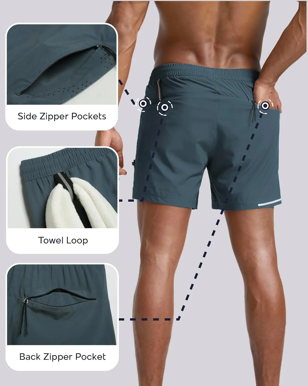 maamgic Men's Athletic Running Shorts with Liner Ultra Lightweight Workout Shorts 5"/ 7"