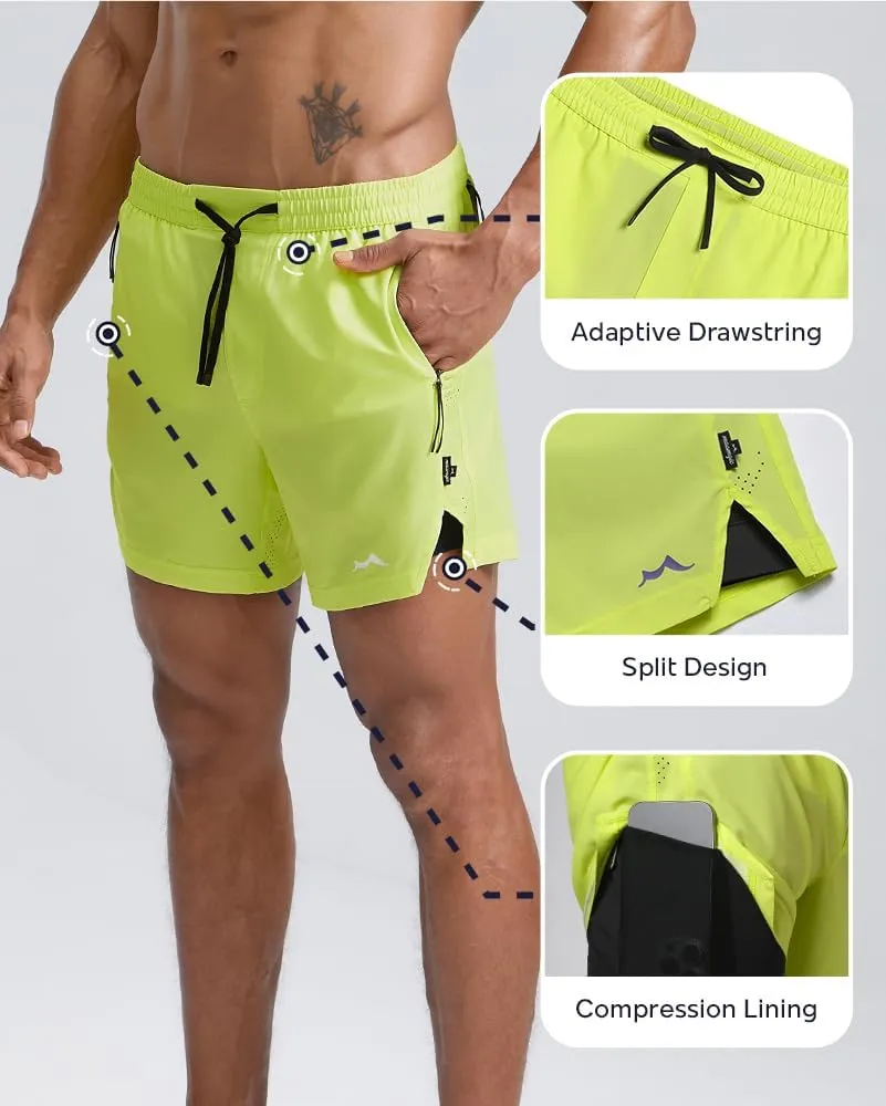maamgic Men's Athletic Running Shorts with Liner Ultra Lightweight Workout Shorts 5"/ 7"