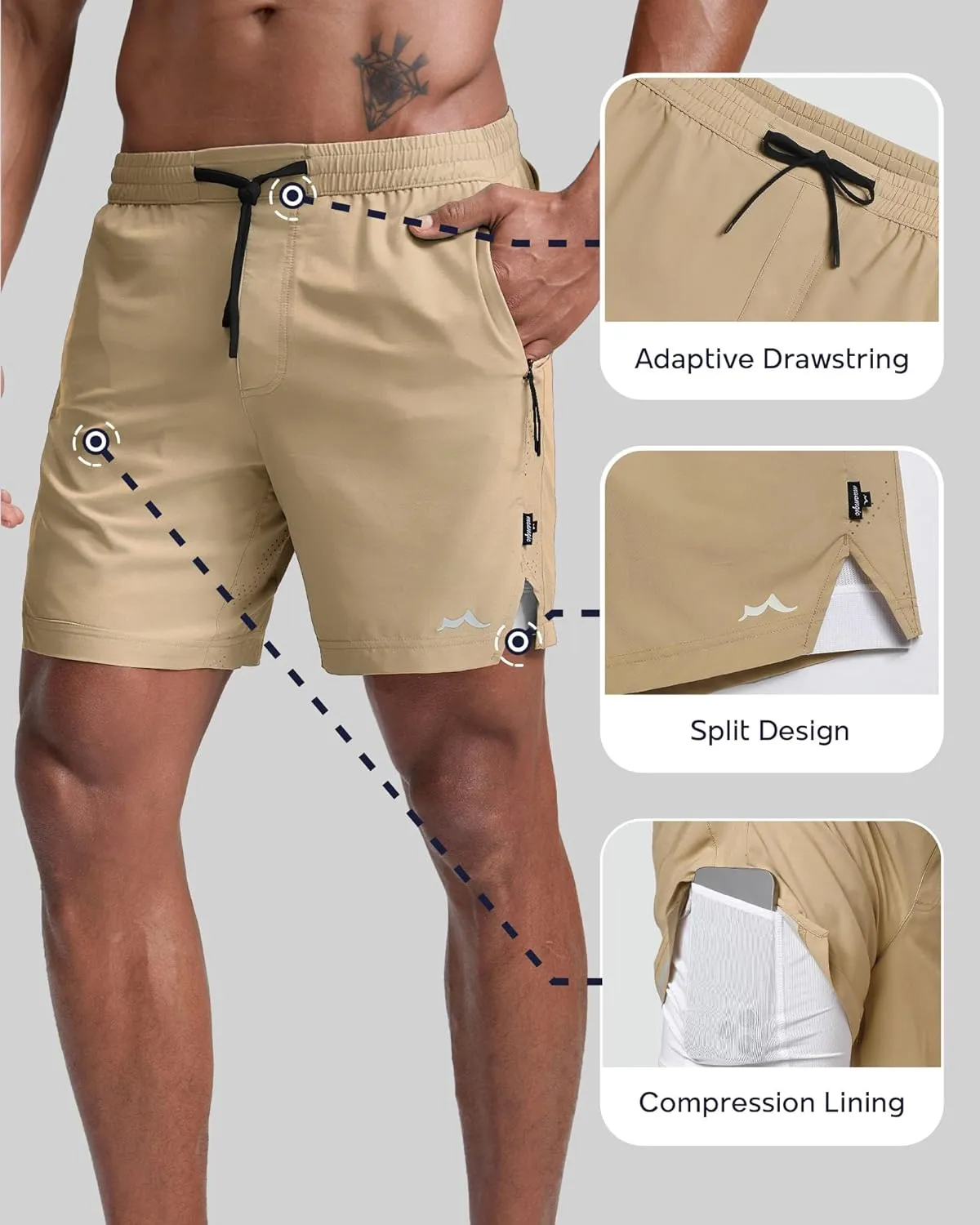 maamgic Men's Athletic Running Shorts with Liner Ultra Lightweight Workout Shorts 5"/ 7"