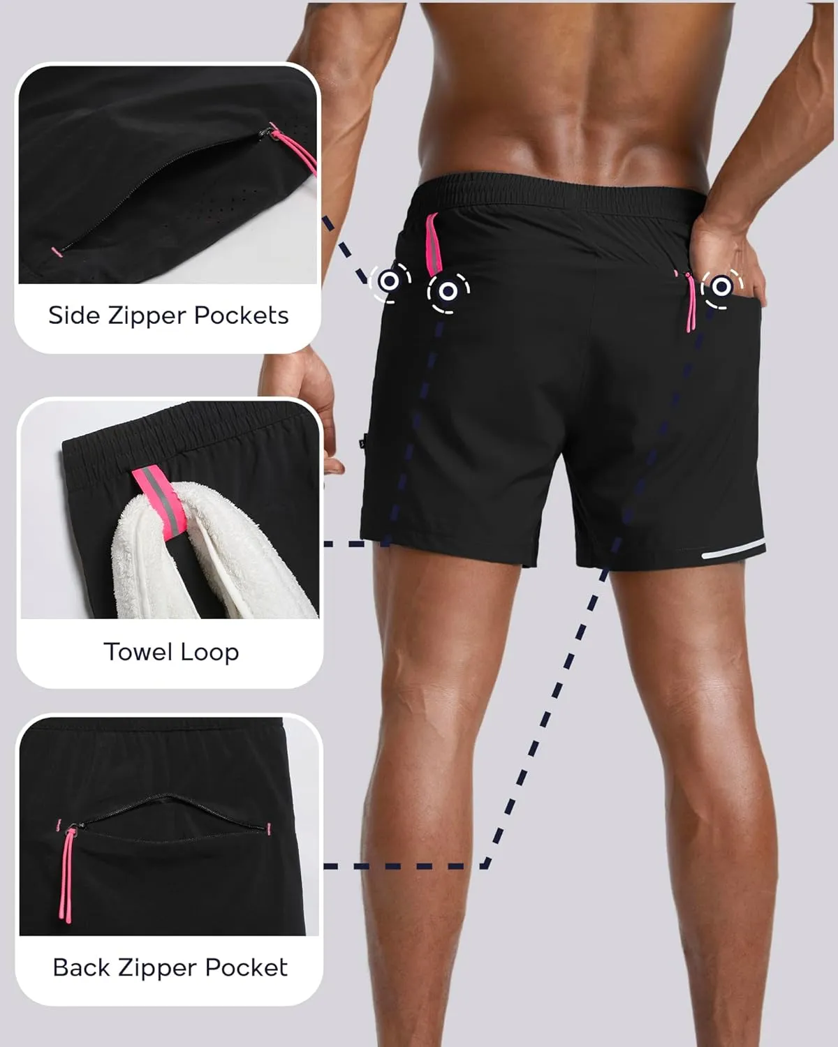 maamgic Men's Athletic Running Shorts with Liner Ultra Lightweight Workout Shorts 5"/ 7"