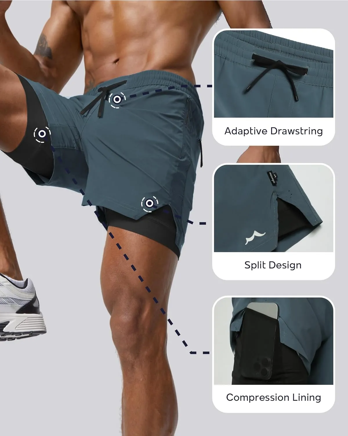 maamgic Men's Athletic Running Shorts with Liner Ultra Lightweight Workout Shorts 5"/ 7"