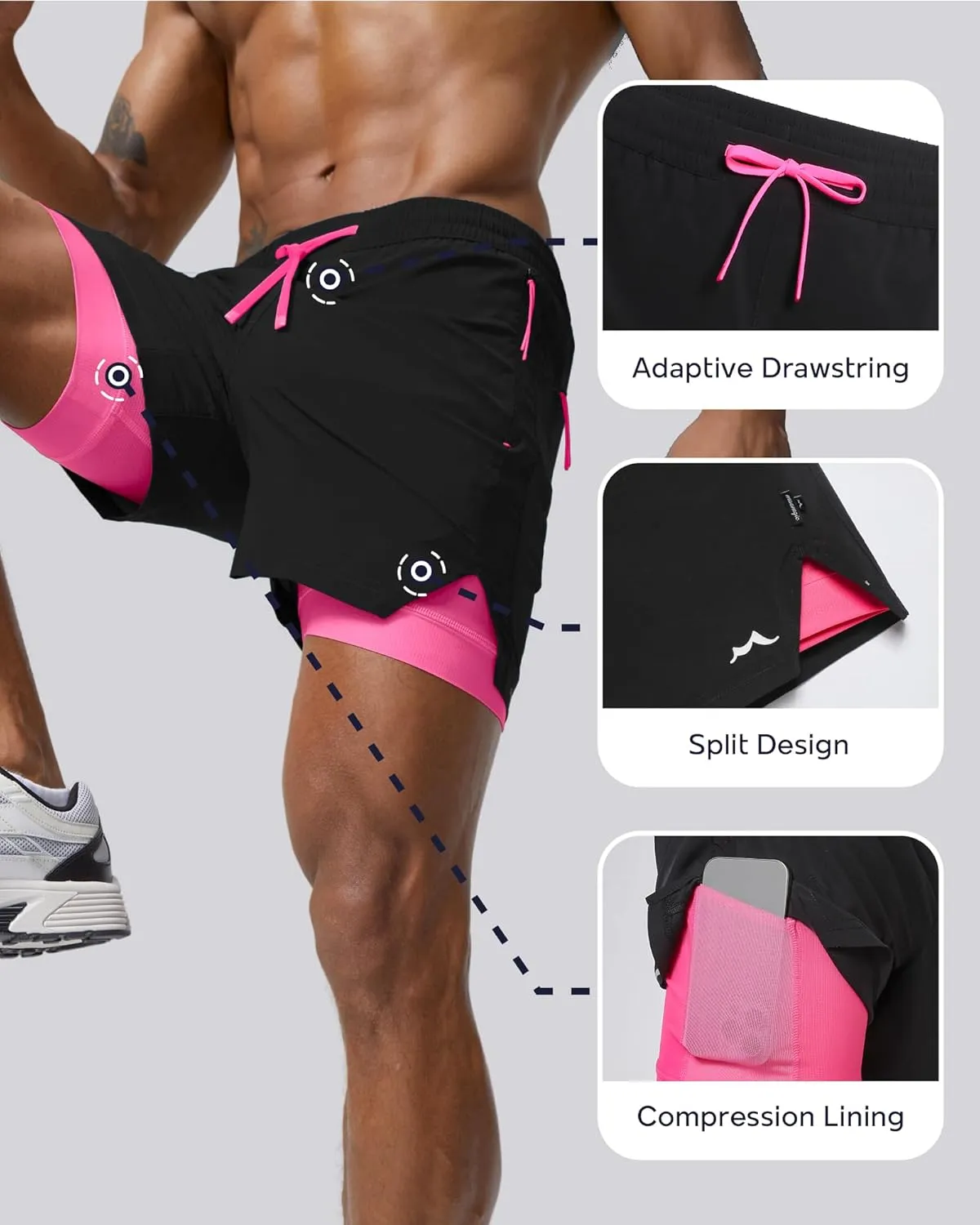 maamgic Men's Athletic Running Shorts with Liner Ultra Lightweight Workout Shorts 5"/ 7"