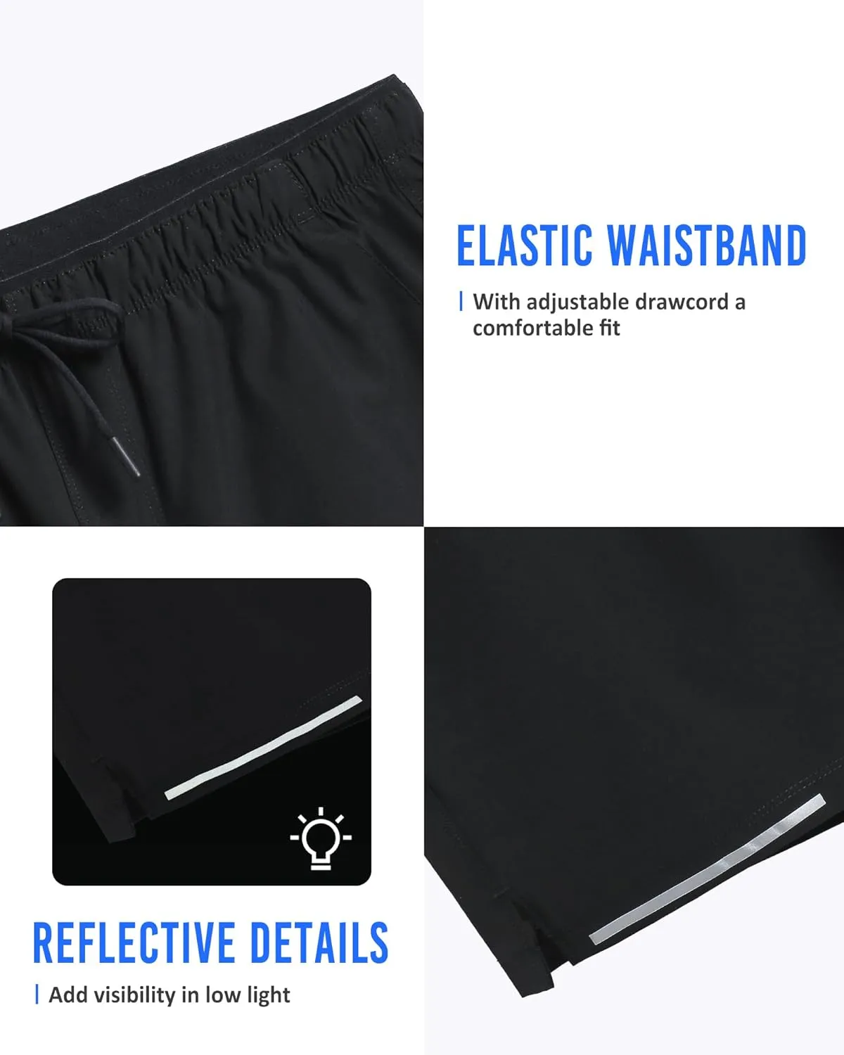 maamgic Mens Running Shorts Workout 6" Marathon Lightweight Quick Dry Gym Shorts with Zip Pocket