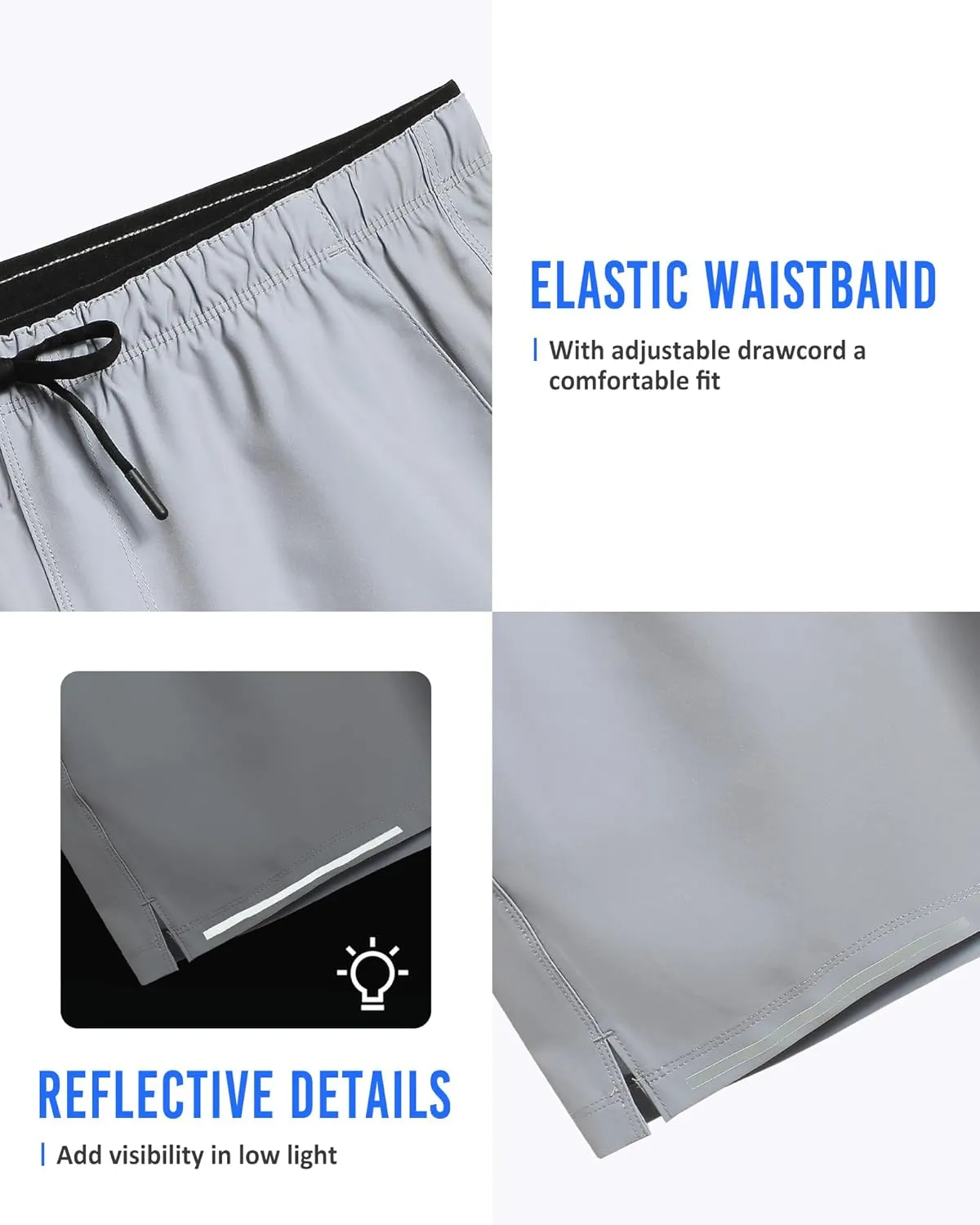 maamgic Mens Running Shorts Workout 6" Marathon Lightweight Quick Dry Gym Shorts with Zip Pocket