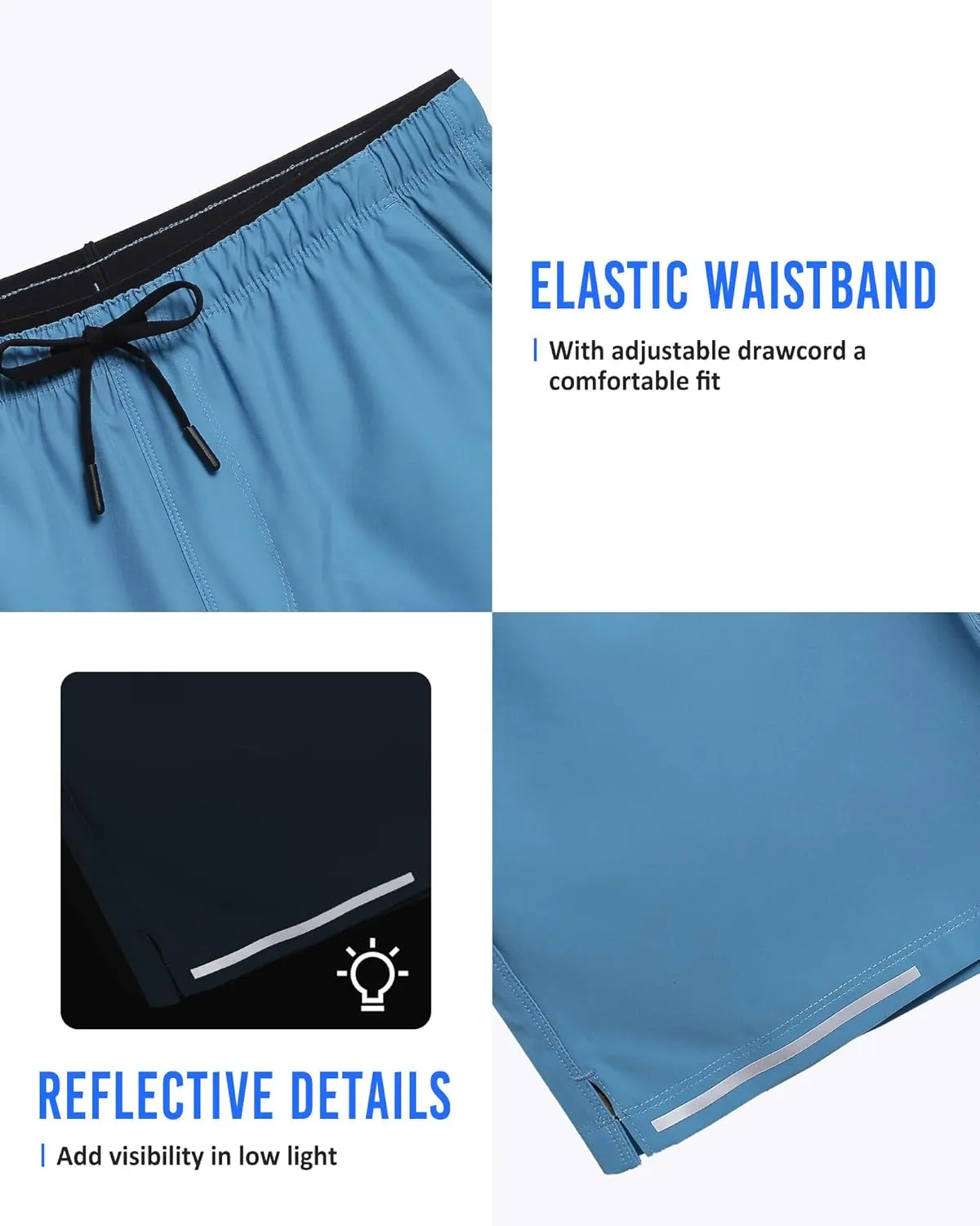 maamgic Mens Running Shorts Workout 6" Marathon Lightweight Quick Dry Gym Shorts with Zip Pocket