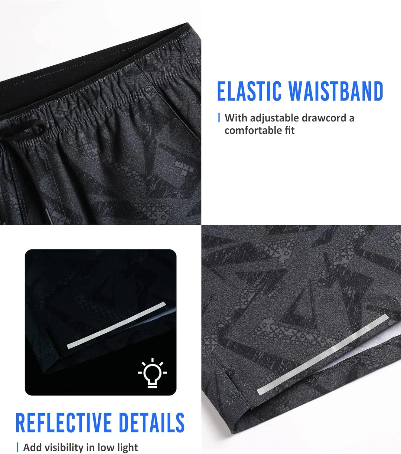 maamgic Mens Running Shorts Workout 6" Marathon Lightweight Quick Dry Gym Shorts with Zip Pocket