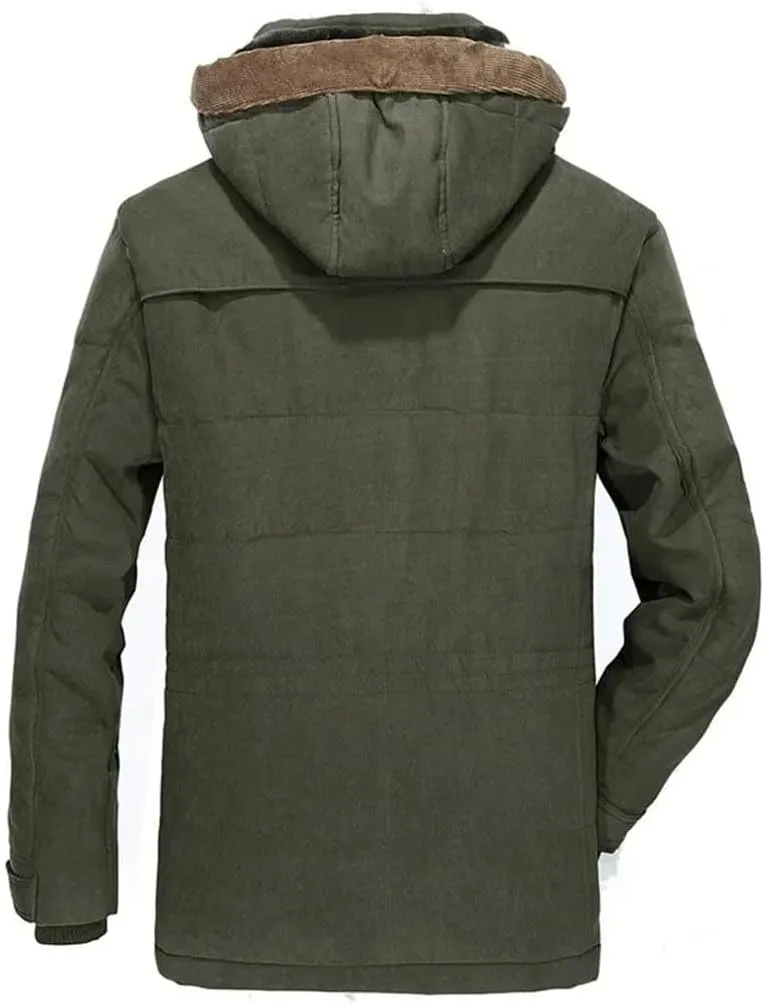 Male Fit Winter Coats Multi-Pocket Cargo Jackets Hooded Warm Parkas Long Down Jackets