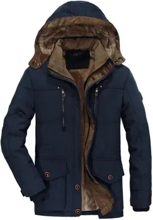 Male Fit Winter Coats Multi-Pocket Cargo Jackets Hooded Warm Parkas Long Down Jackets