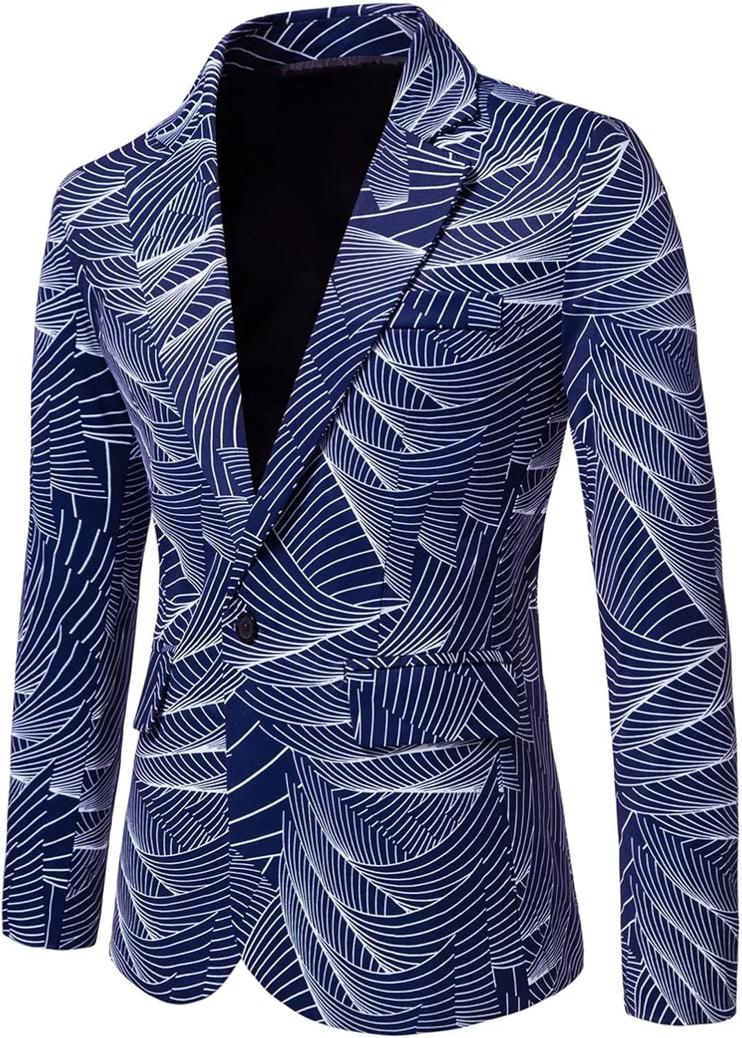 Men's Casual Blazers Striped Print Sport Coats Slim Fit Cotton Sport Jackets One Button Fall Winter Suit Jackets