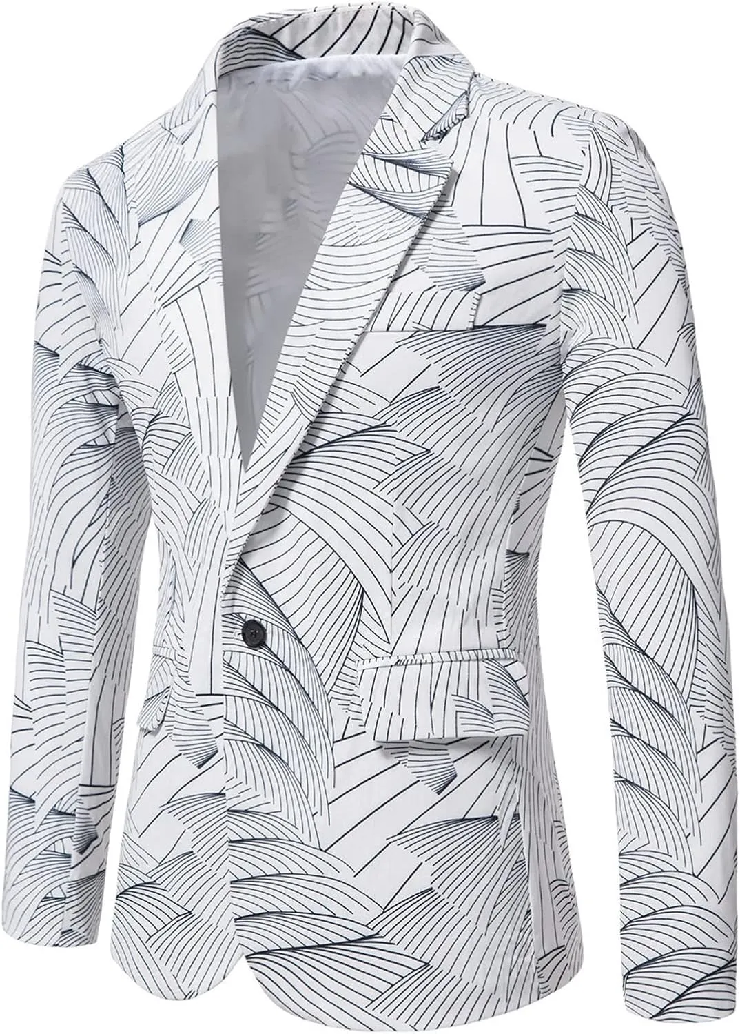 Men's Casual Blazers Striped Print Sport Coats Slim Fit Cotton Sport Jackets One Button Fall Winter Suit Jackets