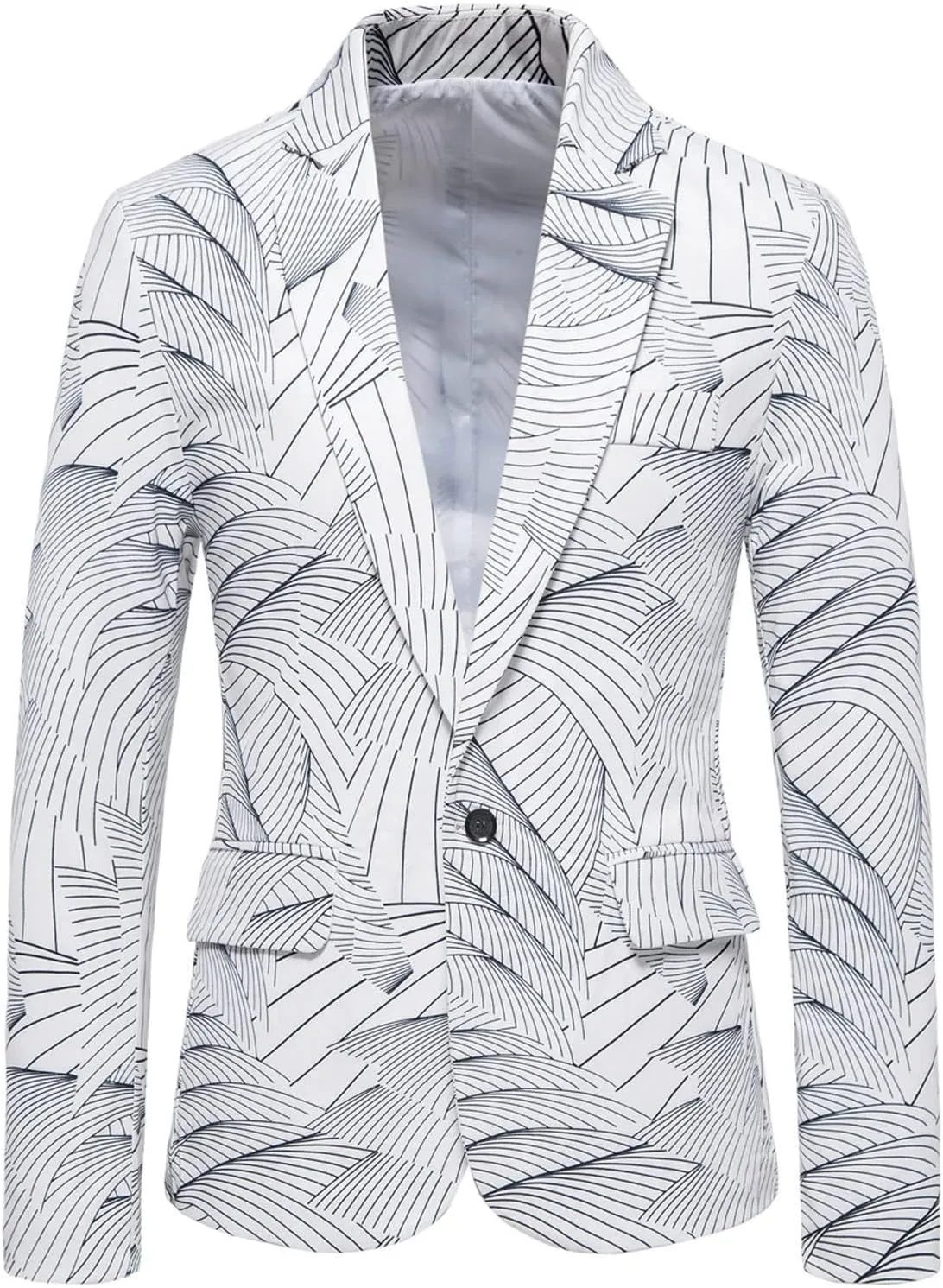 Men's Casual Blazers Striped Print Sport Coats Slim Fit Cotton Sport Jackets One Button Fall Winter Suit Jackets