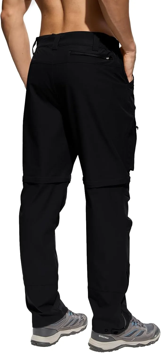 Mens Convertible Cargo Hiking Pants Sun Protection Water Repellent Quick Dry Breathable for Outdoor with 4 Pockets