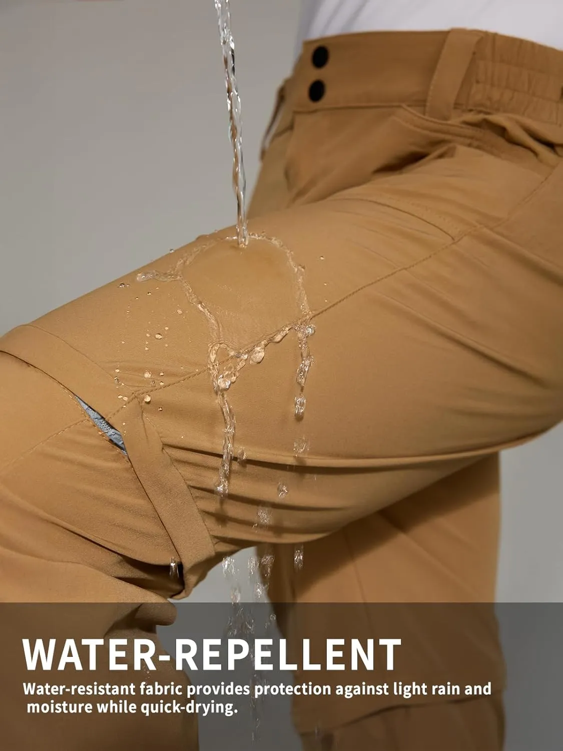 Mens Convertible Cargo Hiking Pants Sun Protection Water Repellent Quick Dry Breathable for Outdoor with 4 Pockets