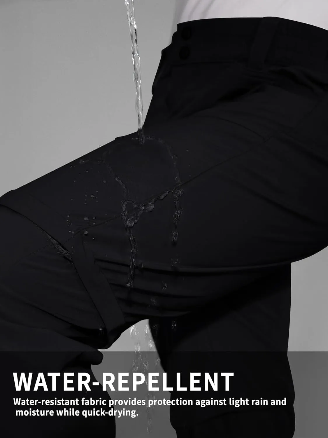 Mens Convertible Cargo Hiking Pants Sun Protection Water Repellent Quick Dry Breathable for Outdoor with 4 Pockets