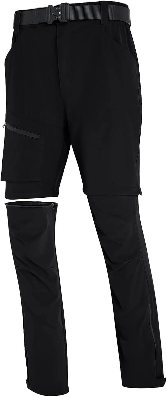 Mens Convertible Cargo Hiking Pants Sun Protection Water Repellent Quick Dry Breathable for Outdoor with 4 Pockets