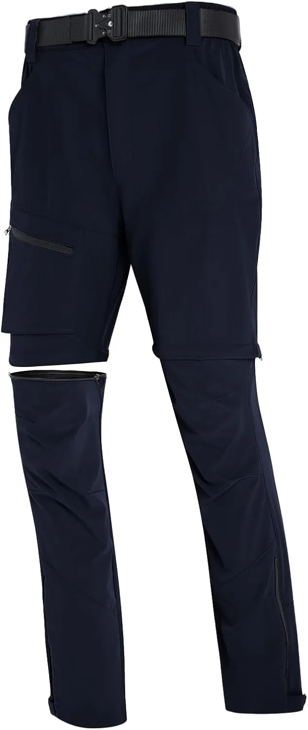 Mens Convertible Cargo Hiking Pants Sun Protection Water Repellent Quick Dry Breathable for Outdoor with 4 Pockets