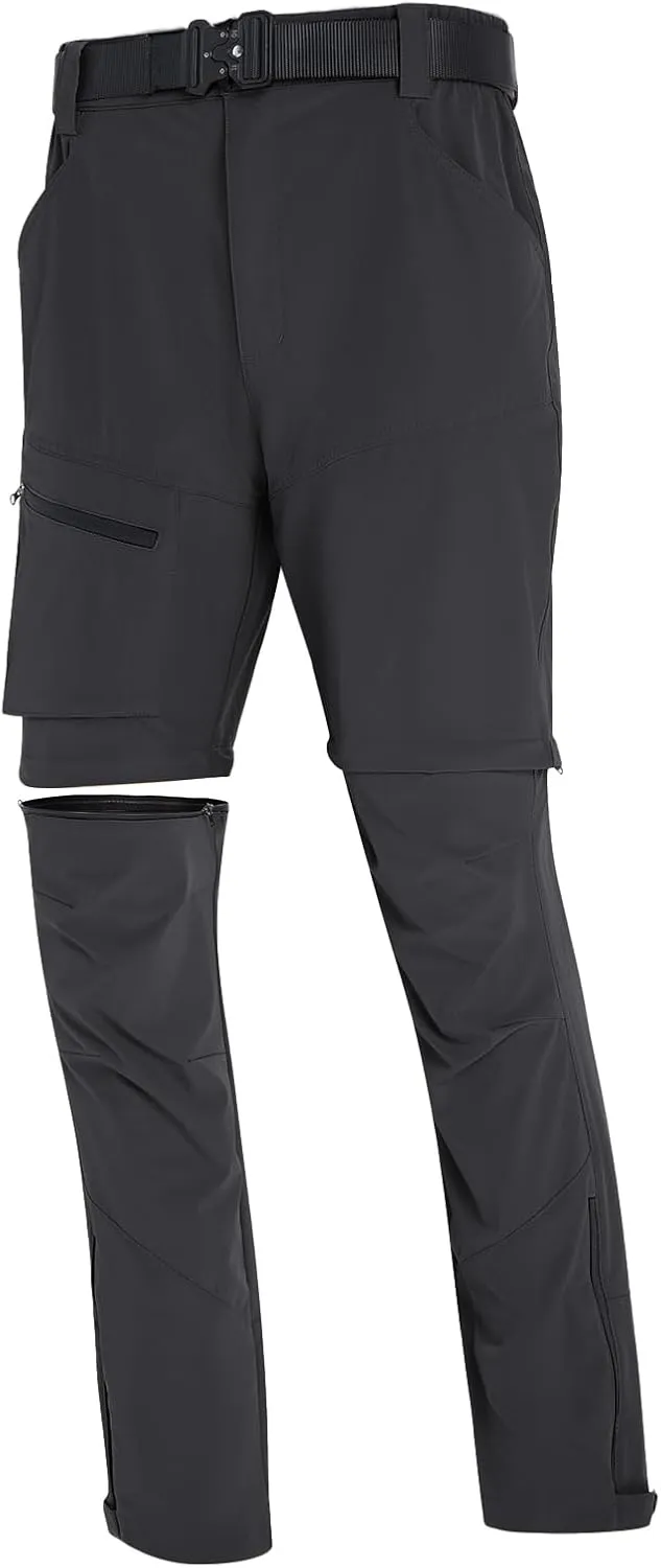 Mens Convertible Cargo Hiking Pants Sun Protection Water Repellent Quick Dry Breathable for Outdoor with 4 Pockets