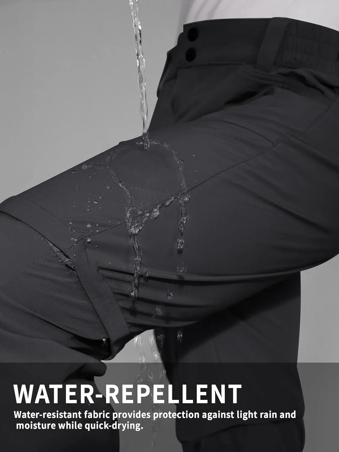 Mens Convertible Cargo Hiking Pants Sun Protection Water Repellent Quick Dry Breathable for Outdoor with 4 Pockets