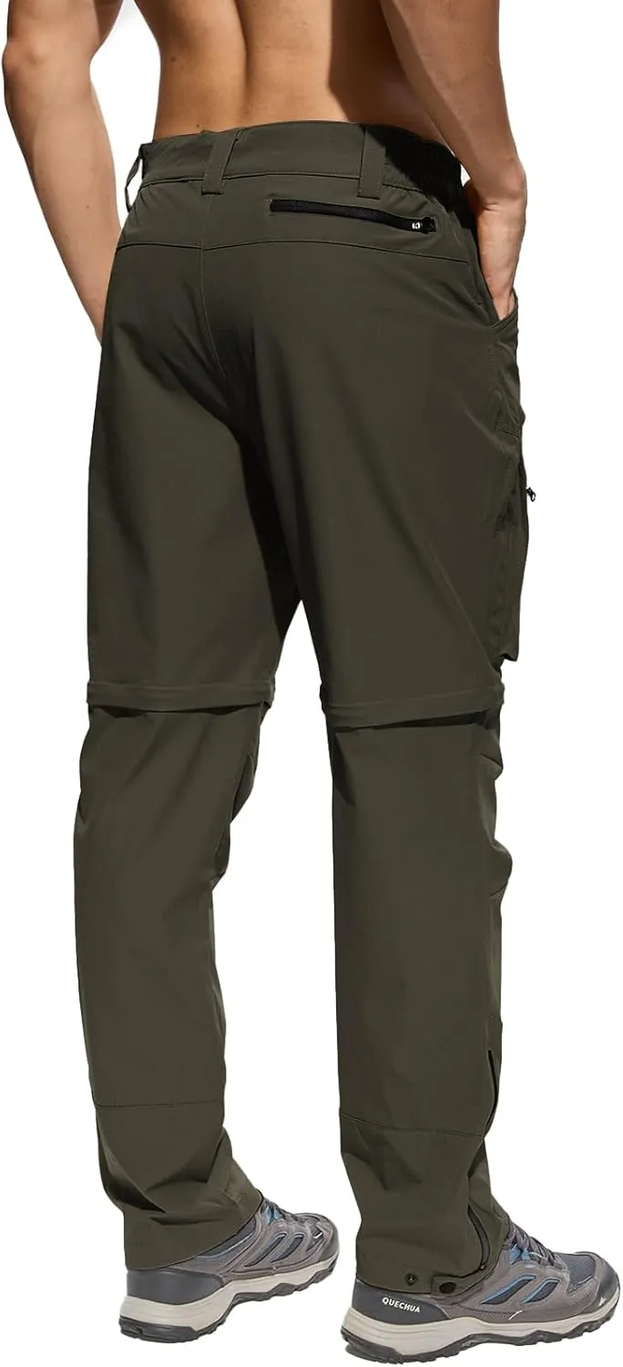 Mens Convertible Cargo Hiking Pants Sun Protection Water Repellent Quick Dry Breathable for Outdoor with 4 Pockets