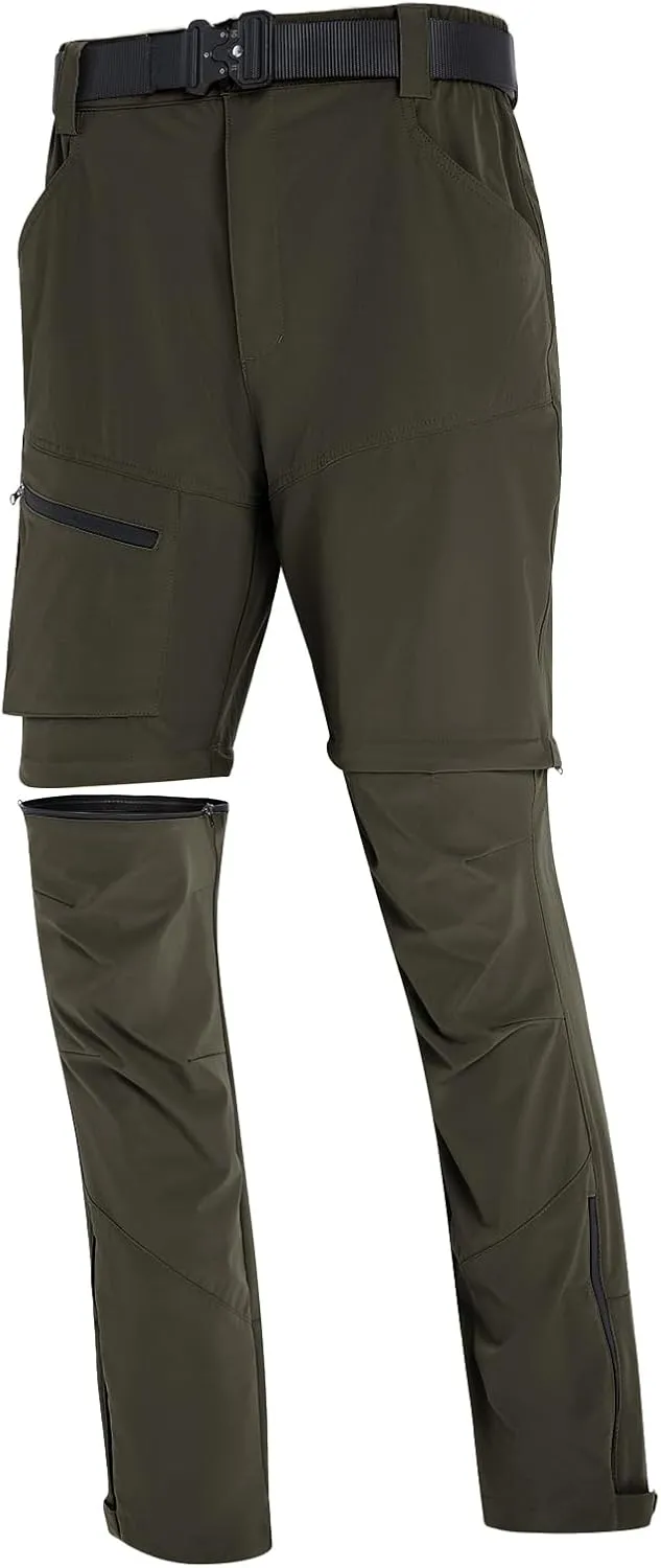 Mens Convertible Cargo Hiking Pants Sun Protection Water Repellent Quick Dry Breathable for Outdoor with 4 Pockets