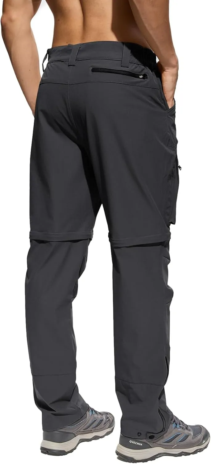 Mens Convertible Cargo Hiking Pants Sun Protection Water Repellent Quick Dry Breathable for Outdoor with 4 Pockets