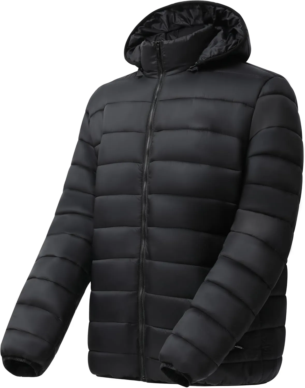 Mens Down Coats Jacket, Lightweight Padding Jackets For Men, Heavy Jackets With Detachable Hood, Men's Black Jackets,Puffer Down Alternative Jackets
