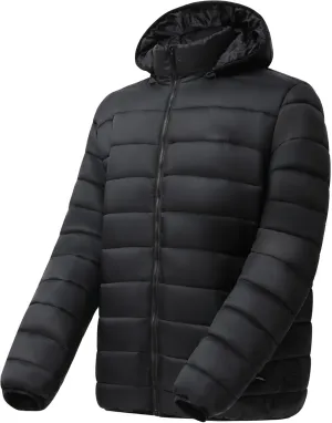 Mens Down Coats Jacket, Lightweight Padding Jackets For Men, Heavy Jackets With Detachable Hood, Men's Black Jackets,Puffer Down Alternative Jackets