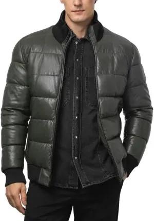 Mens Faux Leather Puffer Jacket - Men's Down Jackets & Coats Winter Jackets for Men