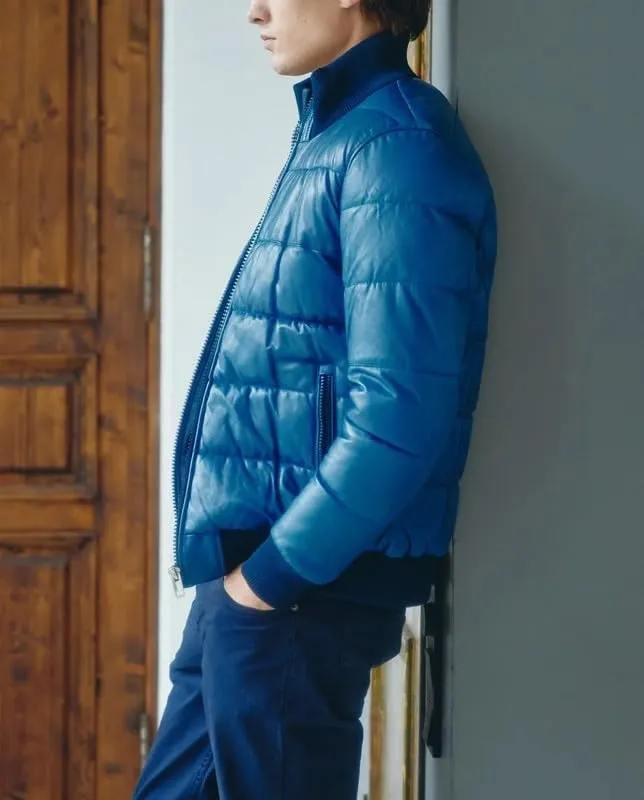 Mens Faux Leather Puffer Jacket - Men's Down Jackets & Coats Winter Jackets for Men